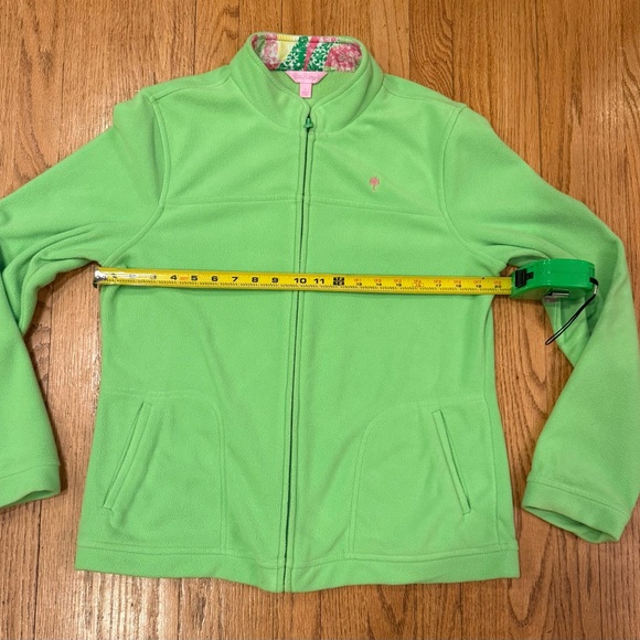 Lilly Pulitzer Green Collared Fleece Full Zip up Jacket Side Pockets large - Picture 3 of 7